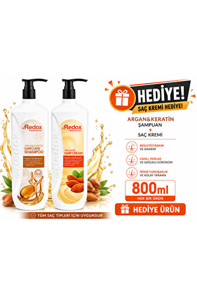 DR REDOX مجموعة هدايا كيراتين وأرغان (800 مل) + بلسم للشعر (800 مل)