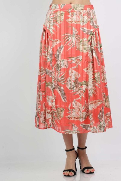 mica Floral Pleated Midi Skirt