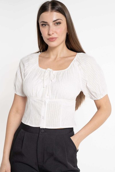 mica Short Sleeve Solid Color Blouse