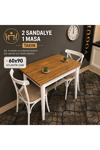 VOGUE TASARIM VE AKSESUAR 60/90 ölçü atlantik çam rengi küçük mutfak yemek ta...