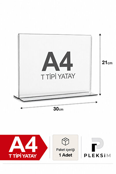 ulusoypleksi 1 Adet A4 T Tipi Yatay 21X30 Cm Şeffaf Pleksi Föylük Resimlik St...