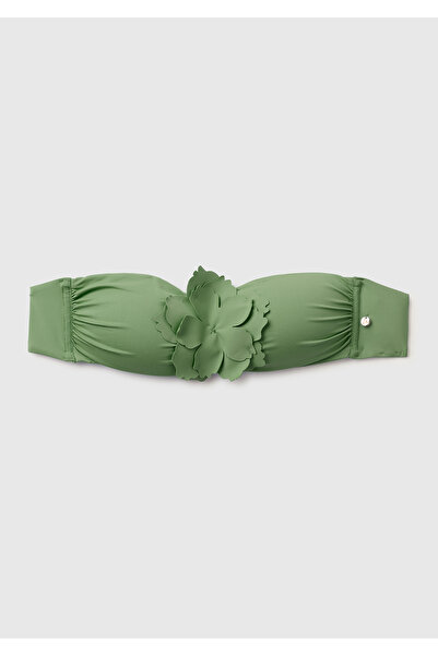 United Colors of Benetton Kadın Yeşil Çiçek Aplike Detaylı Straplez Bikini Üstü