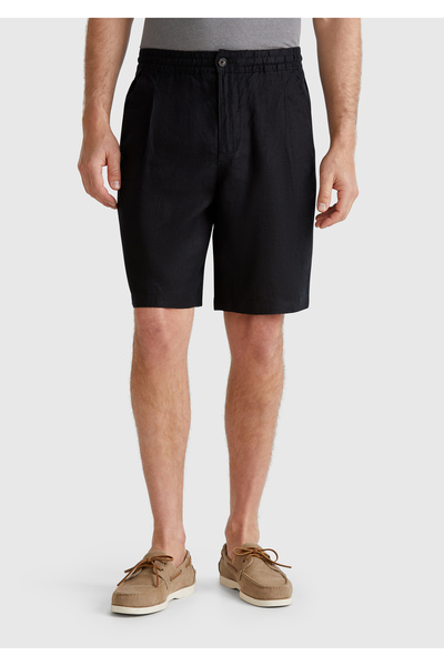 United Colors of Benetton Schwarze Herren-Bermudashorts aus 100 % Leinen mit ...
