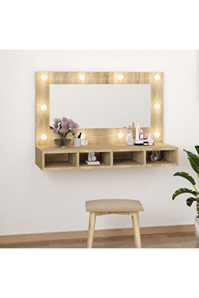 Concept Dulap cu oglindă și LED, stejar sonoma, 90x31,5x62 cm