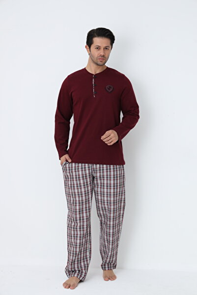 Cotpark Men's Cotton Lycra Long Sleeve Basic T-Shirt Pants Pajama Set Loungew...