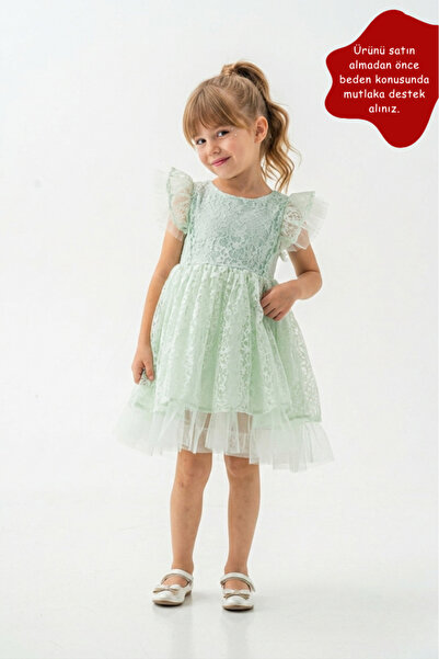 Eray Kids Rochie de seara pentru fete din dantela cu detaliu fundita pe spate