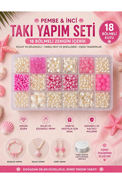 By MO Accessories Pembe ve İnci Boncuklarla YENİ SEZON Takı Bileklik Kolye Ya...