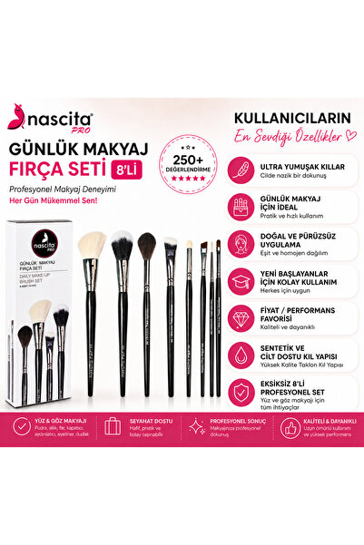 nascita Pro Günlük Makyaj Fırça Seti 8'li