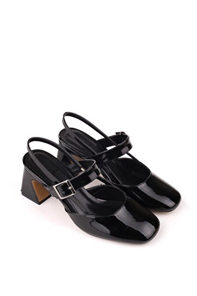 Papuçsepeti Papuç Sepeti 3004 Pantofi de damă din piele lacuită cu toc de 6 cm