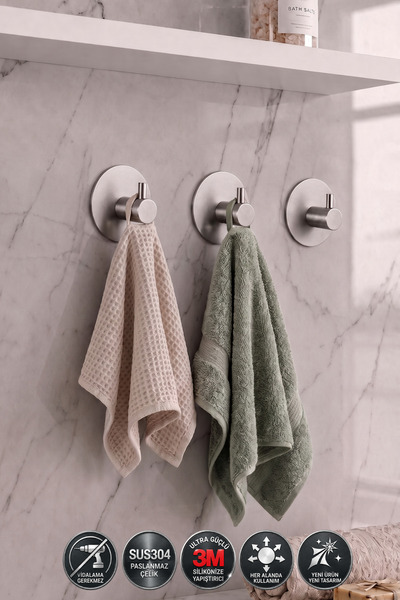 DUREVO 3 ADET Oval Paslanmaz Çelik Banyo Askısı/Bornoz Askısı / Havlu Askısı/...