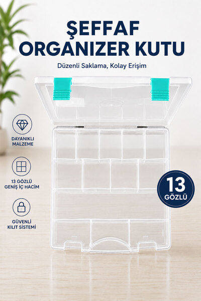 Badem10 Organizer Kutu 11''İnç 13 Gözlü Bölmeli Saklama Kutusu Hırdavat Takı ...