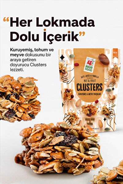 Four Food Nut & Fruit Clusters Serisi X 3 Adet - Kaju Fıstığı , Badem, Chia Tohumu