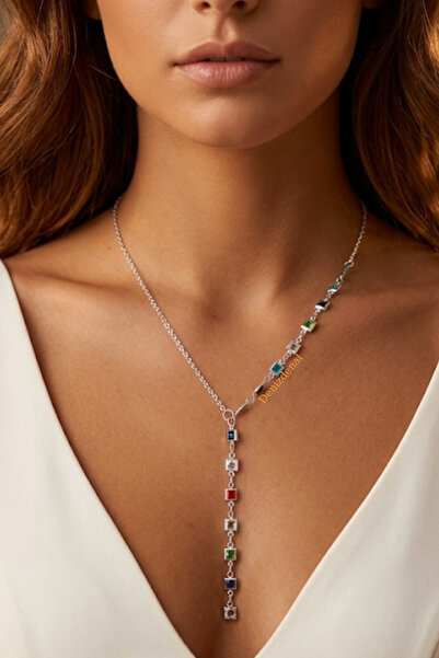 DENİZDENAL Y Kolye Light Zirkon Silver