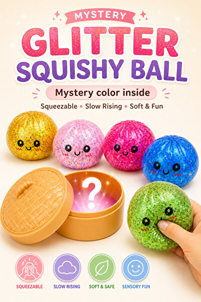 DAT Dumpling Mystery Glitter Squishy Ball Transparent Dumpling Stress Ball Sq...