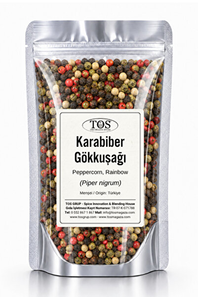 TOS The Organic Spices Gökkuşağı Karabiber 100 gr (1. Kalite) Piper nigrum / ...