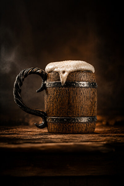 MINDA Keg Mug Cup Wooden Look Beer Keg Theme Beer Cup 450 ml
