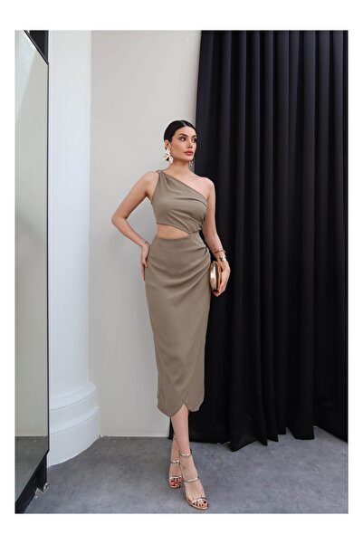 ESRAHELVACI One-Shoulder Low-Cut Midi Dress
