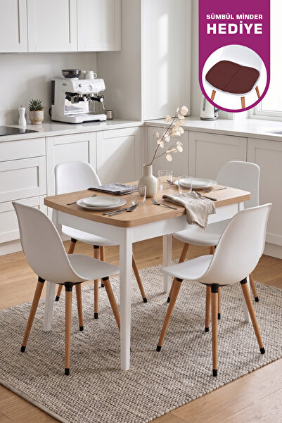 VİLİNZE Vilinze Eames Sandalye Avanos Ahşap MDF Açılır Mutfak Masası Takımı -...