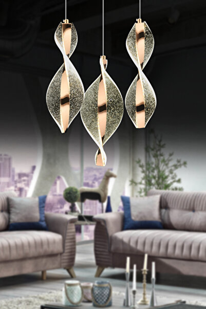 Luxira Aydınlatma Mars 3 lü Gold Kumandalı 3 Renk Ledli Modern Led Avize