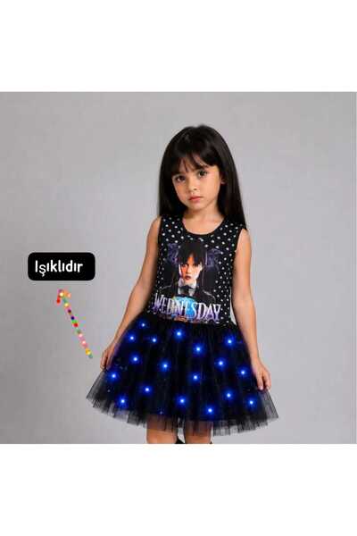 3b kids wednesday kostüm elbise ışıklı kostüm penye elbise kostüm doğum günü ...