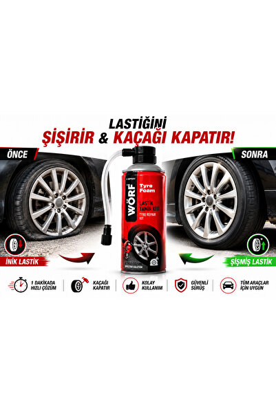 WÖRF Lastik Tamir Kiti 400 Ml. Lastik Tamir Köpüğü Sprey