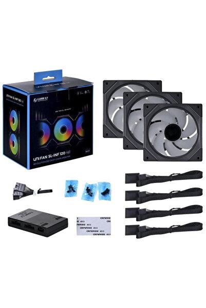 Lian Li UNI FAN SL-INF 120 ARGB PWM, 3er Pack inkl. Controller - 120mm, Negru