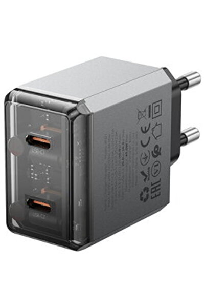 Borofone „BN21”, Încărcare rapidă 40W, 2 x USB Tip-C, gri metal