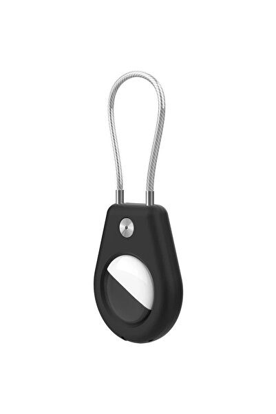 Hurtel Husă Apple AirTag cu cablu de oțel - Negru