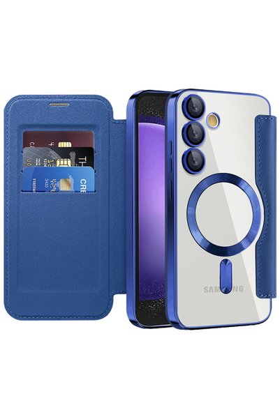 Techsuit Калъф за Samsung Galaxy S23 FE - SmartMag Book Case - Син