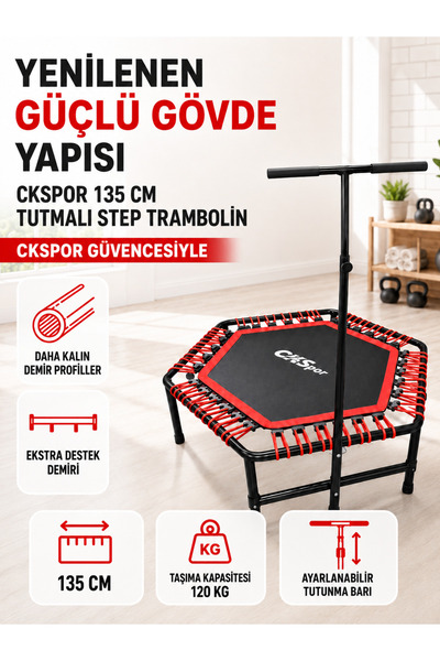 pekial SLİPT 135 Cm ''(54 Inç) Tutmalı Step Trambolin