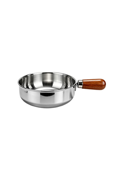 Choice1 14cm 1pc Stainless Steel Pot with Heat-Resistant Wooden Handle - Indu...