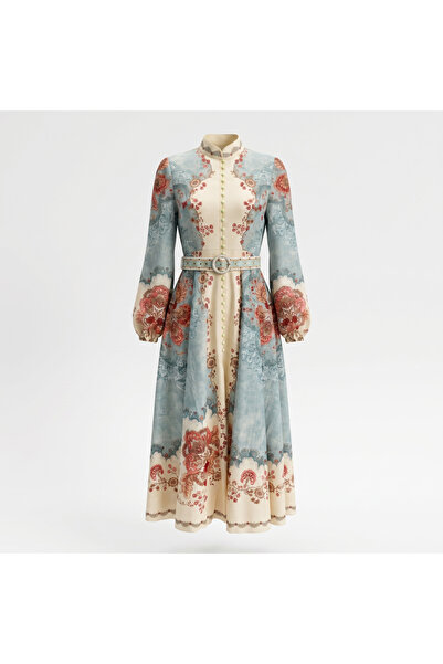 Mazelf Baby&Kids Wear Zmr Detailed Vintage Garden Belted Dress
