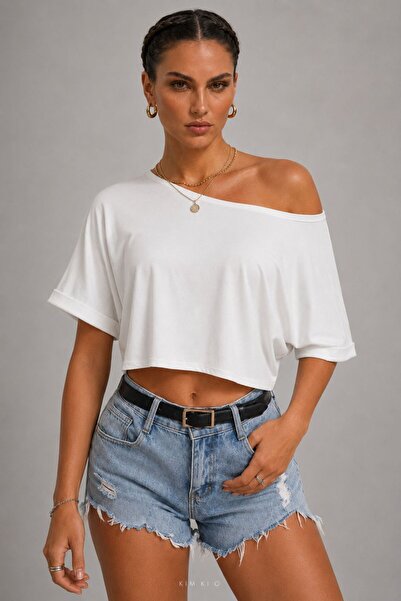 KİM Kİ O ΓΥΝΑΙΚΕΙΟ ΣΚΙΦΙ ΛΑΙΜΟ CROP TOP ΜΟΝΟ ΟΥΜΟ CROP ΑΣΥΜΜΕΤΡΙΚΟ CROP