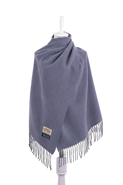 Bursa İpek Indigo Gray Double-Sided Winter Shawl