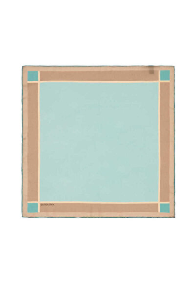 Bursa İpek Blue Wide Border Plain Silk Handkerchief