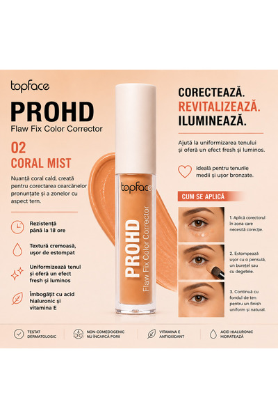 TOPFACE Corector colorat PROHD pentru imperfectiuni