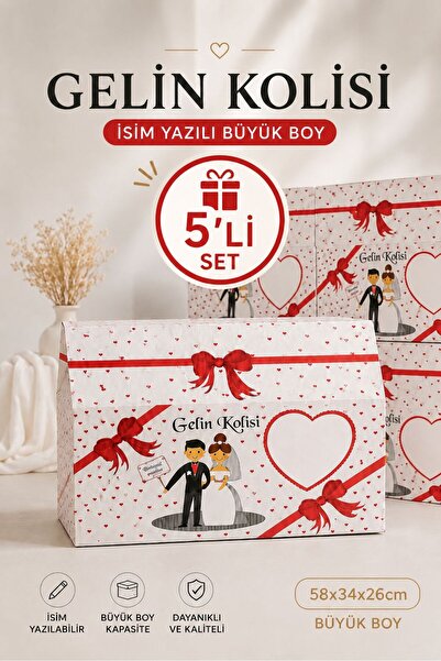 UMAY HOME İsim Yazılabilir Kişiye Özel Çeyiz Kolisi 58x34x26 cm Büyük Boy Gel...