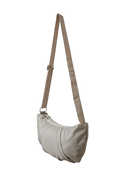 EG BAGS Luné Teknik Kumaş Yarım Ay Omuz ve Çapraz Çanta Krem