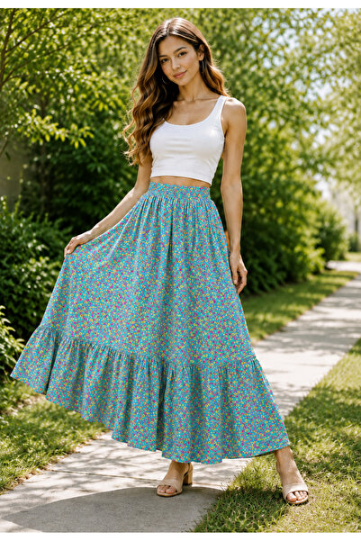 exxitcollection Women's Long Loose Hijab Patterned Skirt - Women's Modest Skirt