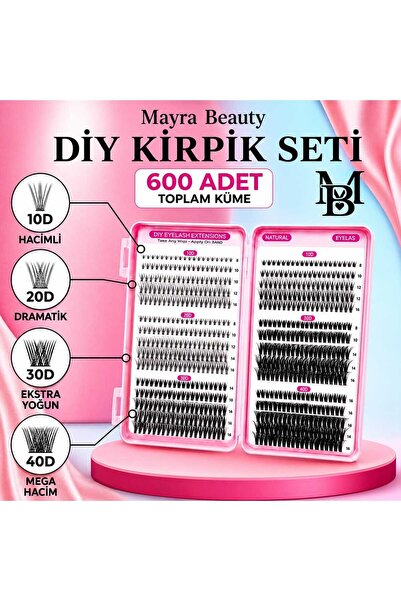 PİRAYE AKSESUAR DIY Kirpik • Takma Kirpik 600 Adet Kirpik Kitap Set • 10 - 20...