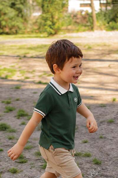 Cigit Tricou cu guler polo 2-10 ani Verde kaki