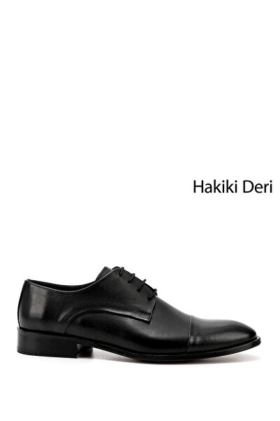 GÖNDERİ(R) Men's Black Laced Leather Sole Genuine Leather Classic Shoes