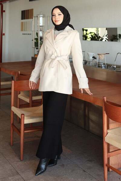 Missvalle Button Detailed Cashmere Coat Beige 19274