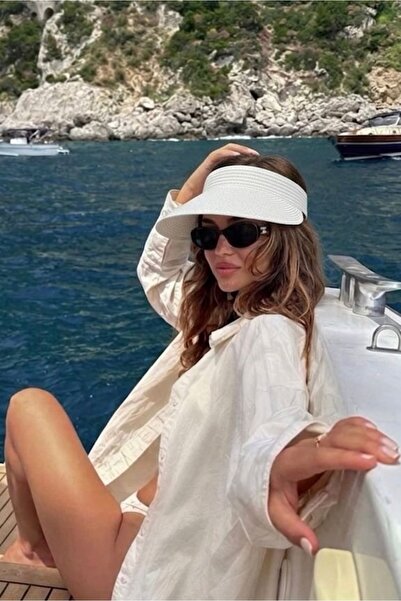 keisy Kadın Hasır Vizör Tenisçi Siperlik Şapka (Arkasından Ayarlanabilir)