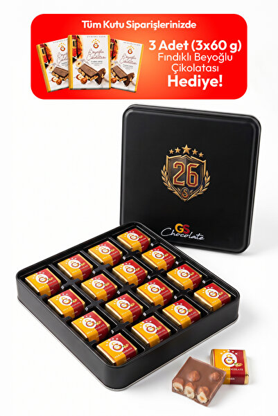 Galatasaray Lisanslı 26. Şampiyonluk Özel Büyük Metal Kutu Fındıklı Sütlü Bey...