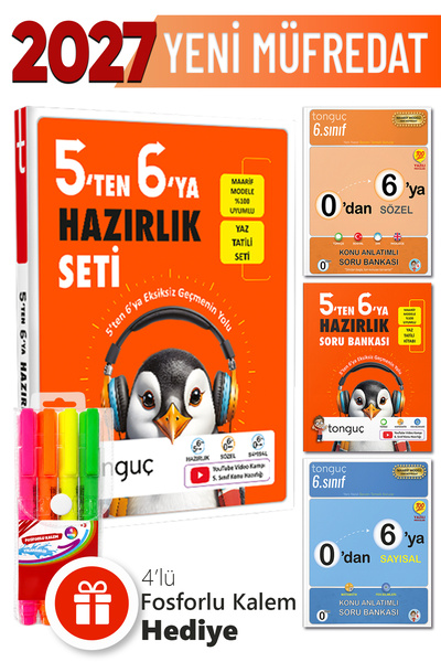 Tonguç Yayınları 5'ten 6'ya Hazırlık Seti 3 Kitap + Hediyeli