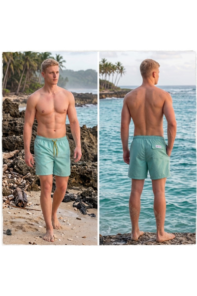 Wild Wood Garment Wild Wood "Mint Breeze" Su Yeşili Hızlı Kuruyan Erkek Deniz...