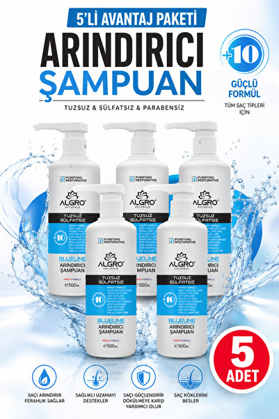 Algro Salt-Free Purifying Hair Care Shampoo with Repairing Plant Extracts, Su...