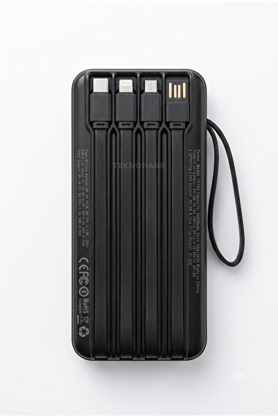 TEKNOHANE 30000 Mah Kendinden Kablolu Led Fener Kamp 22.5 Watt Süper Hızlı Powerbank Iphone Ve Android Uyumlu