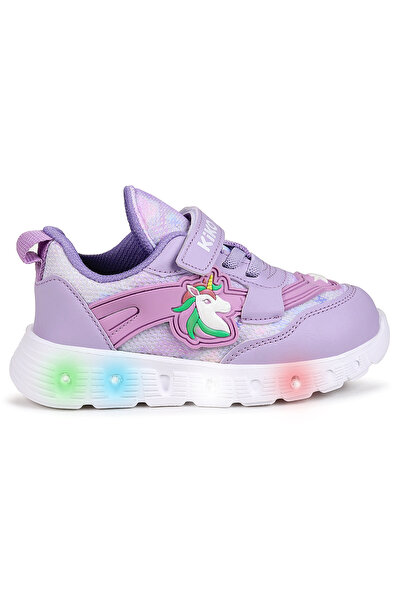 Kiko Kids Puff Cırtlı Işıklı Faylon Taban Kız Bebek Spor Ayakkabı